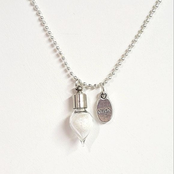 PIXIE WISH NECKLACE twist off tear drop glass bottle WITH wish charm ✨️Handmade - Picture 4 of 11
